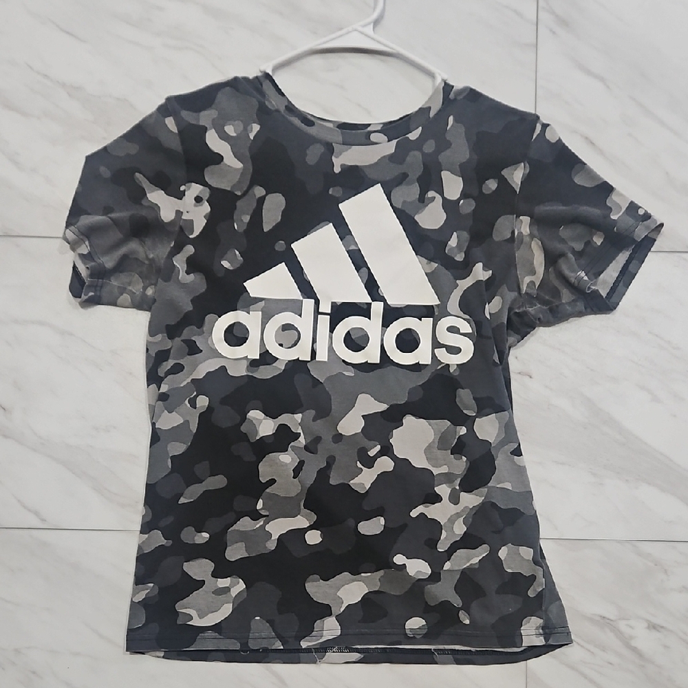 Adidas Kids Camouflage T-Shirt - Black and Gray